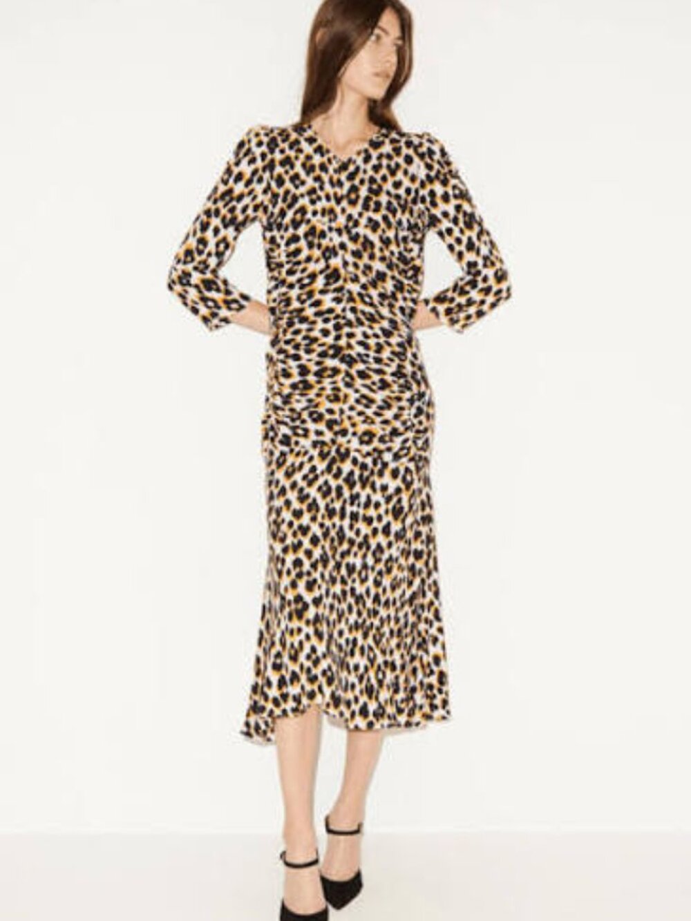 MALENE BIRGER MOONIA Leopard Print Vintage-Inspired Midi Dress NWT $238